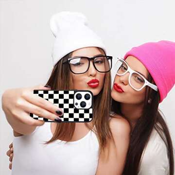 Checkerboard Grid Case for Apple iPhone 13 Pro MAX Aluminum Black iPhone case Shockproof Full Body P...