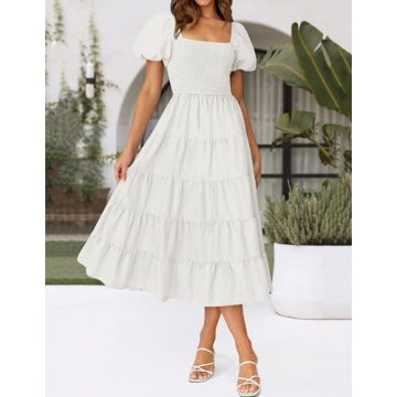 Elegant ZESICA Summer Square Neck Midi Dress for Women