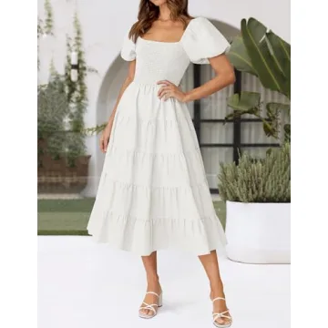 Elegant ZESICA Summer Square Neck Midi Dress for Women