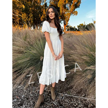 Elegant ZESICA Summer Square Neck Midi Dress for Women