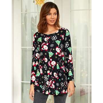 LARACE Plus Size Tunic Tops Christmas Long Sleeve Shirts For Womens Blouse for Leggings Flowy Loose Fit Clothes(1X Flower40)