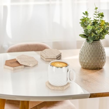 WORHE Marble Coasters Set of 5 - Natural Travertine Elegance