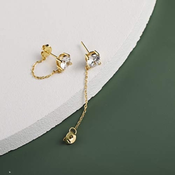 Cubic Zirconia Chain Earrings - Elegant Dangle Style