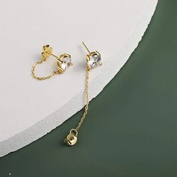 Cubic Zirconia Chain Earrings - Elegant Dangle Style