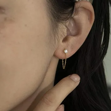 Cubic Zirconia Chain Earrings - Elegant Dangle Style