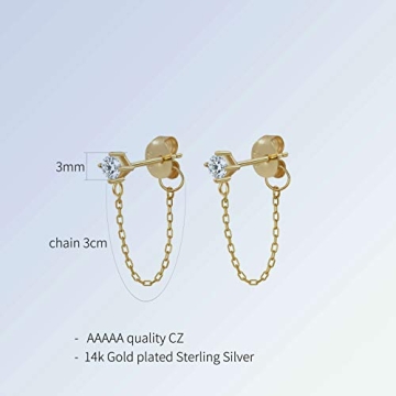 Cubic Zirconia Chain Earrings - Elegant Dangle Style