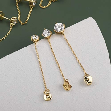 Cubic Zirconia Chain Earrings - Elegant Dangle Style