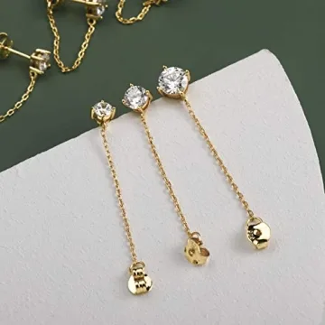 Cubic Zirconia Chain Earrings - Elegant Dangle Style