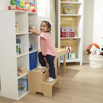Melissa & Doug Kids Wooden Step Stool - Light Natural Finish