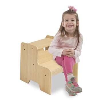 Melissa & Doug Kids Wooden Step Stool - Light Natural Finish