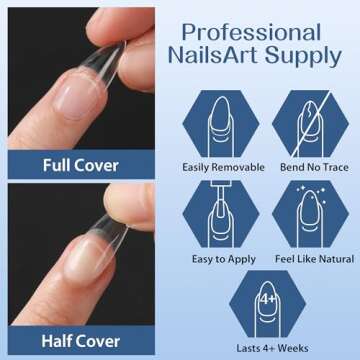 UNA GELLA Medium Stiletto Nail Tips Full Cover 216Pcs Stiletto Press On Nails Pre etched Stiletto Soft Gel x Nails Clear Fake False Nails For Nail Extensions Home Nail Art Salon 12 Sizes