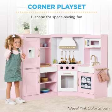 Best Choice Products Pretend Play Corner Kitchen, Ultimate Interactive Wooden Kids Playset w/Lights ...