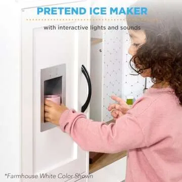 Best Choice Products Pretend Play Corner Kitchen, Ultimate Interactive Wooden Kids Playset w/Lights & Sounds, Ice Maker, Hood - White