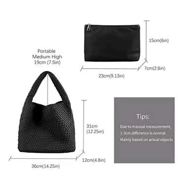 Woven Tote Bag for Women Soft Leather Tote Bag with Purse Large Capacity Handbags Fashion Woven Shoulder Bag