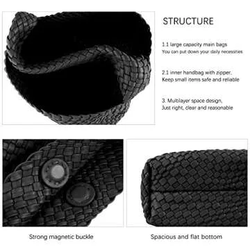 Woven Tote Bag for Women Soft Leather Tote Bag with Purse Large Capacity Handbags Fashion Woven Shoulder Bag