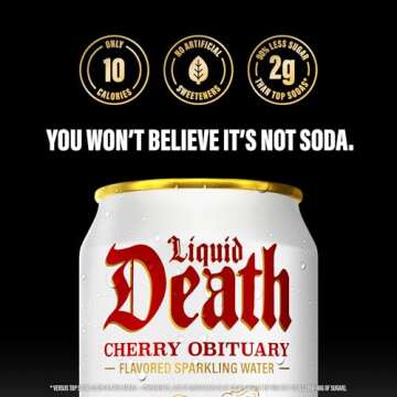 Liquid Death Cherry Obituary Sparkling Water, 12-Pack