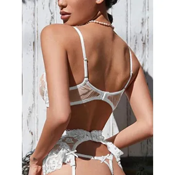 Kaei&Shi Bridal Lingerie Floral Lace Garter Set