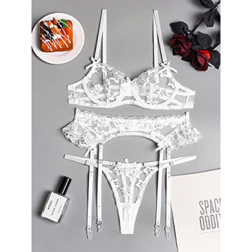 Kaei&Shi Bridal Lingerie Floral Lace Garter Set
