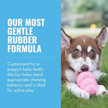 KONG Puppy - Natural Teething Rubber Chew Toy for Dogs - Stuffable Dog Toy for Extended Playtime - Chew & Fetch Toy for Puppies - for Large Puppies - Pink