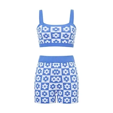 Stylish Floral Knitted 2-Piece Women's Summer Outfit