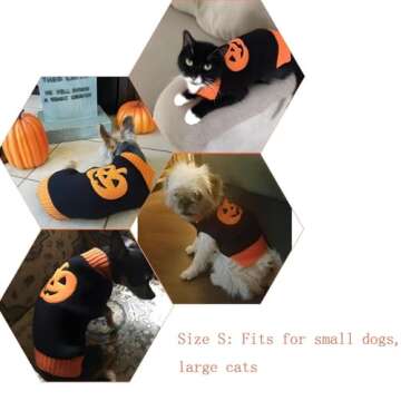 NACOCO Dog Sweater Pumpkin Pet Sweaters Halloween Holiday Party for Cat and Puppy (S)
