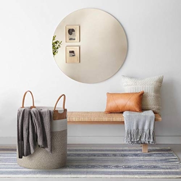 Large Decorative Woven Storage Basket with Leather Handles