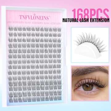 Natural Lash Clusters Wispy Eyelash Extension 168Pcs Cluster Lashes Extensions Natural Individual La...