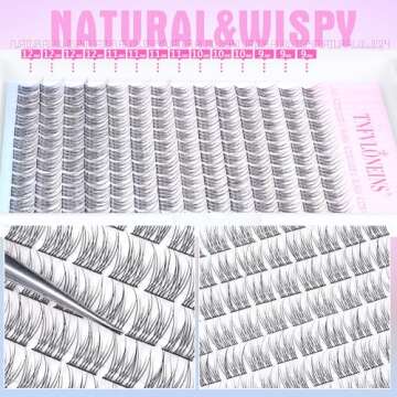 Natural Lash Clusters Wispy Eyelash Extension 168Pcs Cluster Lashes Extensions Natural Individual Lashes 9-12mm Eyelash Clusters DIY Korean False Eyelashes by TNFVLONEINS
