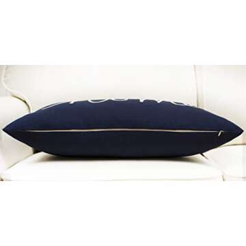 EURASIA DECOR Home Sentiment Embroidered Decorative Lumbar Pillowcase - Housewarming, Living Room, Couch, Bedroom - 14x24 Inches, Navy Blue