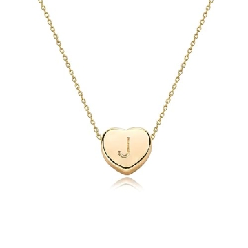 Tiny Gold Initial Heart Necklace-14K Gold Plated Handmade Dainty Personalized Letter Heart Choker Ne...