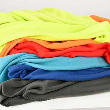 Special SG Glory Fleece Blanket Bulk Pack of 6 Cozy Fleece Throw Blankets 50x60 Warm Soft Lightweight Breathable Pet-Friendly for Deco Bed Sofa Kids Wedding Gifts Camping (Assorted)