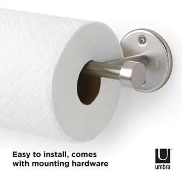 Umbra - 1009237-410 Cappa Paper Towel Holder – Modern Under Cabinet or Wall Mount Dispenser (Horizontal or Vertical), 14"L x 4"W x 2.6"H, Nickel