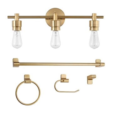 Stylish Globe Electric 5-Piece Bath Accessory Set in Matte Brass