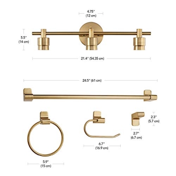 Stylish Globe Electric 5-Piece Bath Accessory Set in Matte Brass