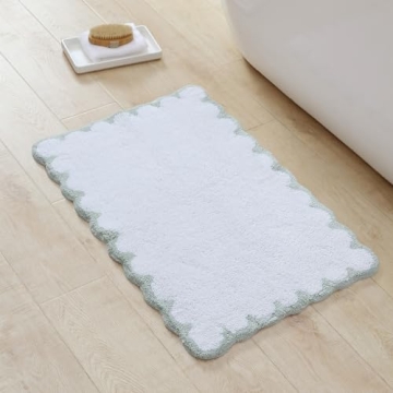 Comfortable Peri Home Scallop Bath Rug in Sage Green