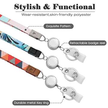 MNGARISTA Necklace Teacher Lanyard, Retractable ID Lanyard for Women, White Marble