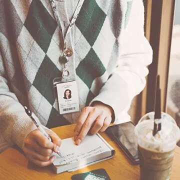 MNGARISTA Necklace Teacher Lanyard, Retractable ID Lanyard for Women, White Marble