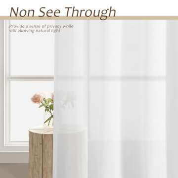 White Curtains 90 Inches Long Cotton Linen Rod Pocket Back Tab Semi Sheer White Drapes Privacy Light Filtering Lightweight Aesthetic Modern Elegant Boho Window Curtains 2 Panel Sets for Living Room