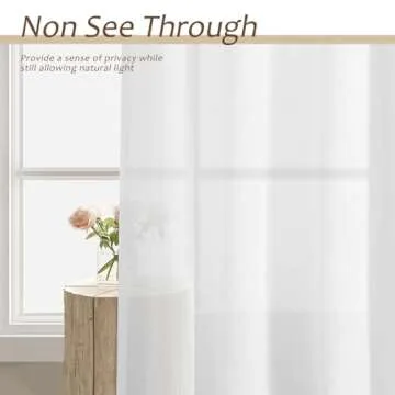 White Curtains 90 Inches Long Cotton Linen Rod Pocket Back Tab Semi Sheer White Drapes Privacy Light Filtering Lightweight Aesthetic Modern Elegant Boho Window Curtains 2 Panel Sets for Living Room