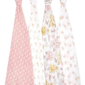 aden + anais Swaddle Blanket, 100% Organic Cotton Muslin Blankets for Girls & Boys, Baby Receiving S...