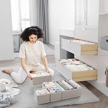 MONINXS 12 Pack Clothes Drawer Organizers, Closet Dresser Drawer Organizers, Baby Clothes Organizer, for Underwear Bras Clothes Storage (Beige)