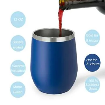 Stainless Steel Wine Tumbler 12oz with Lid - PURECUP