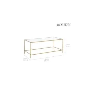mDesign Glass Top Coffee Table for Elegant Living Spaces