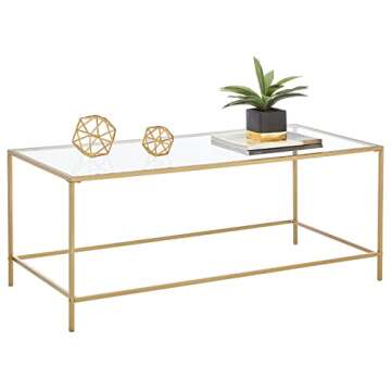 mDesign Glass Top Coffee Table for Elegant Living Spaces