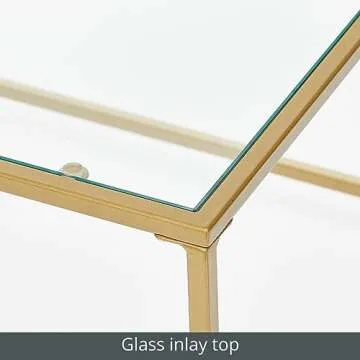 mDesign Glass Top Coffee Table for Elegant Living Spaces