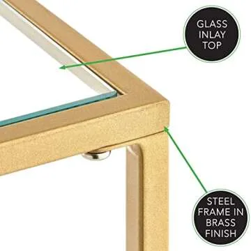 mDesign Glass Top Coffee Table for Elegant Living Spaces