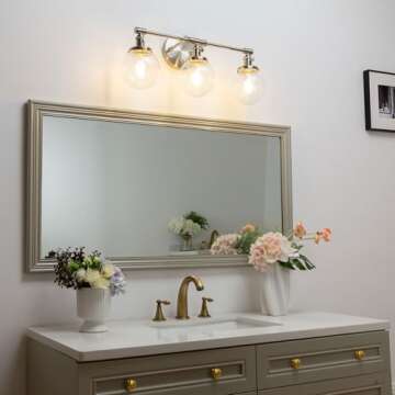 Phansthy 3 Light Wall Light Brushed Nickel Bathroom Wall Fixture with Clear Glass Shade