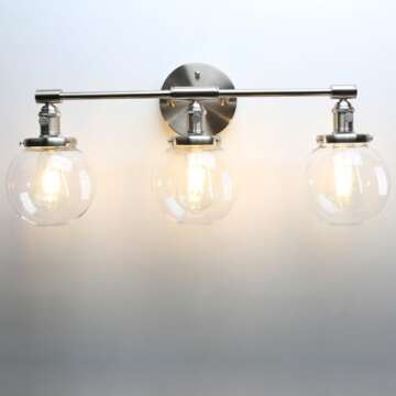 Phansthy 3 Light Wall Light Elegant Brushed Nickel Fixture