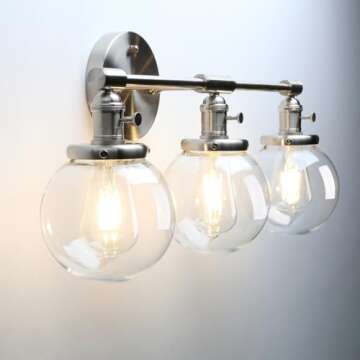 Phansthy 3 Light Wall Light Elegant Brushed Nickel Fixture