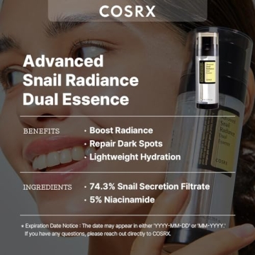 COSRX Niacinamide & Snail Mucin Dual Essence for Radiant Skin